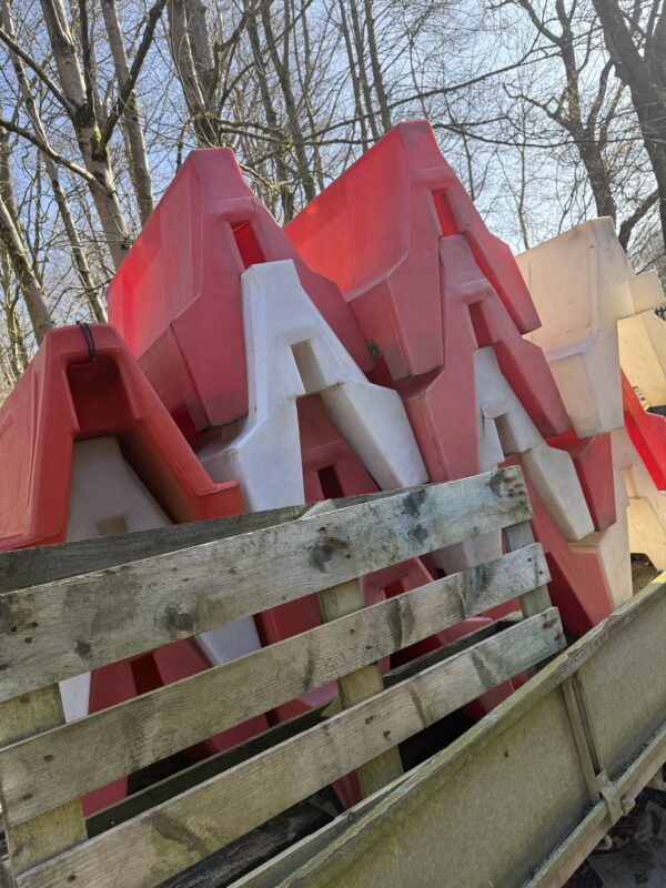 Red and white barrier for construction sites